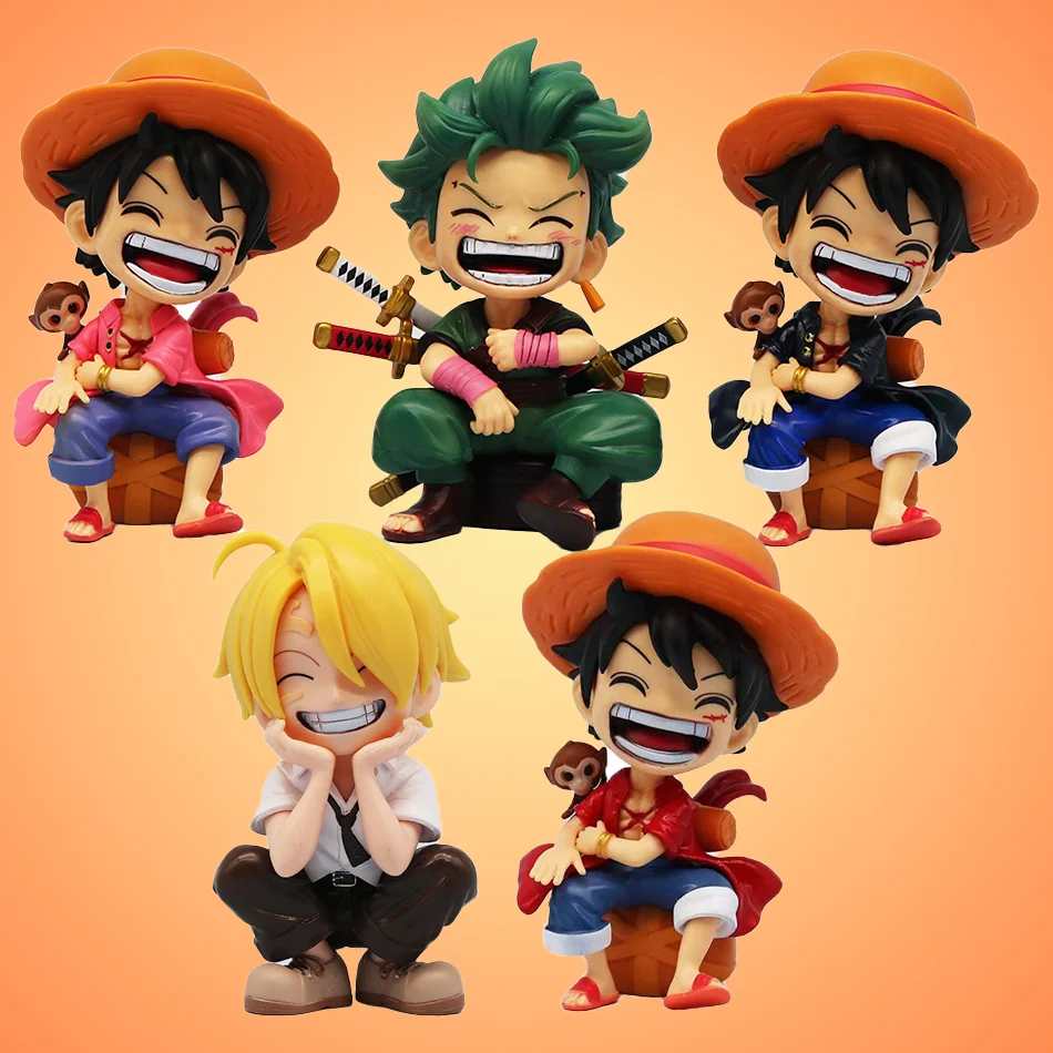 13cm Anime Figure One Piece Monkey D Luffy Roronoa Zoro Kawaii Toys Q Figural Nendoroid Car Decoration PVC Model Gift