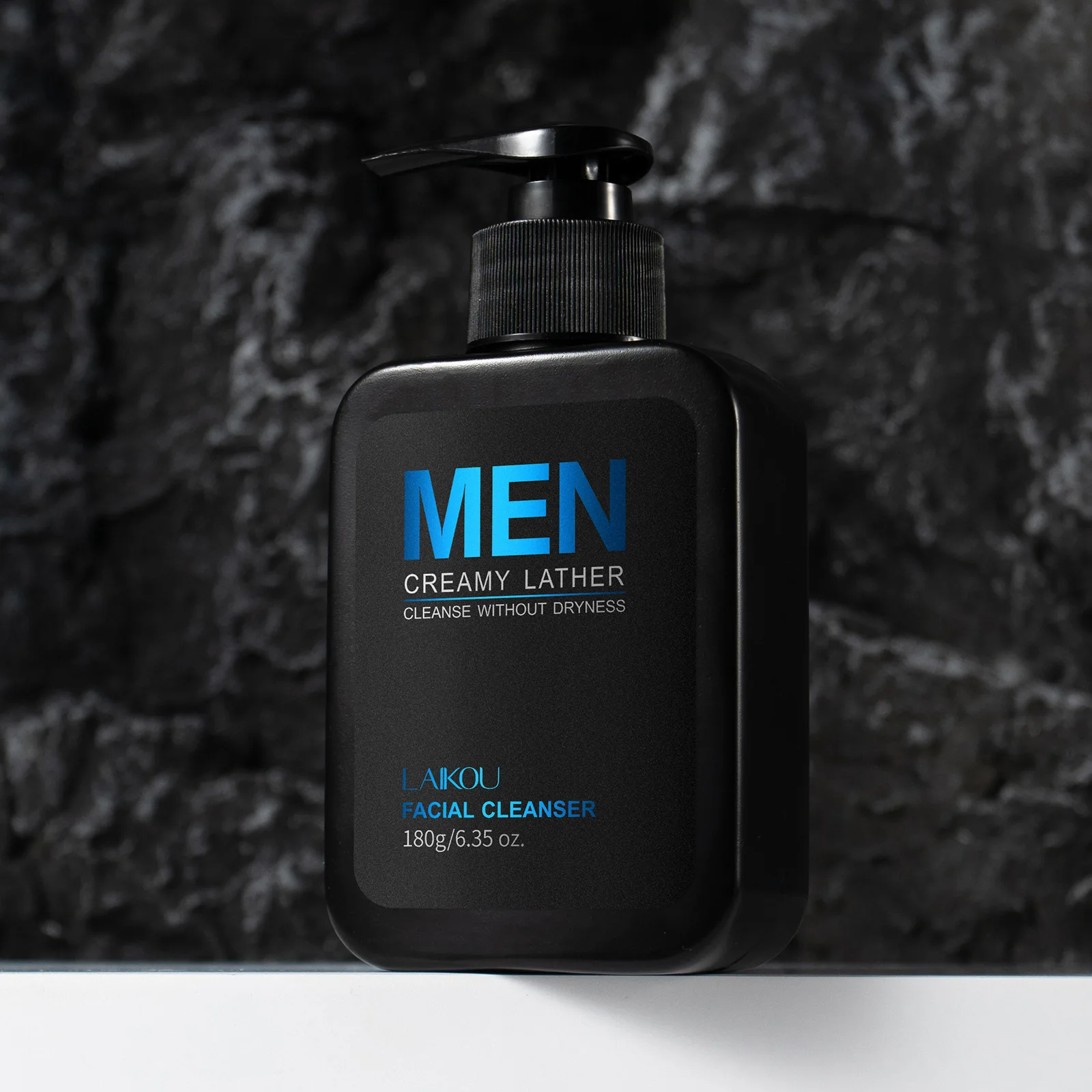 LAIKOU Men Moisturizing Face Wash 180g, Hydrating Facial Cleanser for Dry Skin, Large Size Daily Gentle Foaming Face Wash