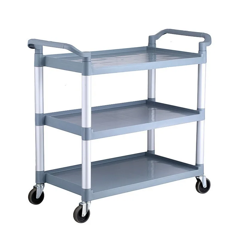  호텔 식당차Large Capacity Thickened Plastic Dining Cart  Silent  Load-bearing Tableware Collection Cart With 360°Swivel Wheels