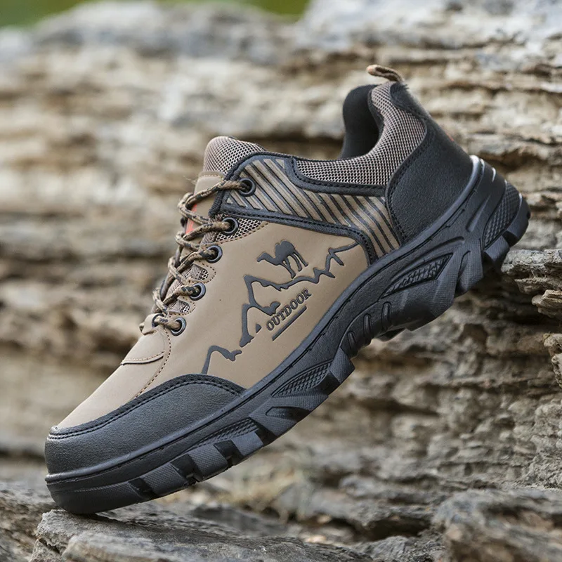 

Новые кожаные уличные мужские походные туфли большого размера на шнуровке, противоскользящая и износостойкая обувь для путешествий, спорта и отдыха