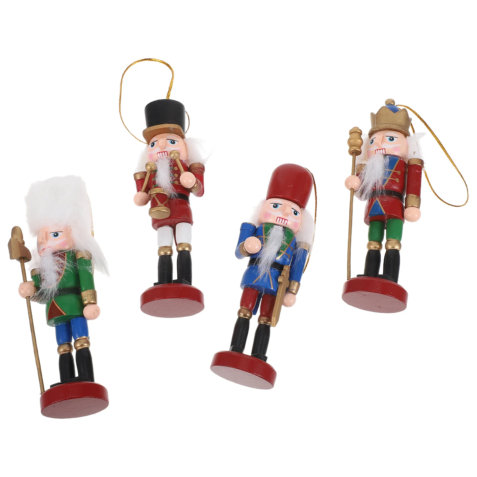 

4Pcs Festive Wooden Christmas Nutcracker Soldier Decorations Holiday Mantel Desktop Tree Hanging Ornaments Party Supplies