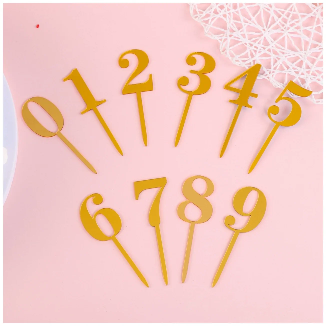 1pc Gold Silver Number 0 1 2 3 4 5 6 7 8 9 Birthday Cake Topper Acrylic Golden Children Birthday Decor Annivesary Party Supplies