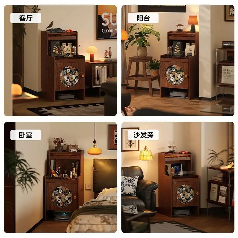 LTT All Solid Wood Shelf Household Sweeping Robot Storage Cabinet Multifunctional Simple Locker