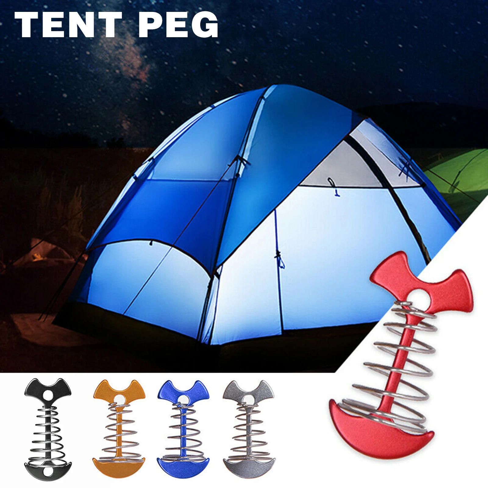 Tent Floor Nail Fish Bone Shape Spring Deck Hook Aluminum Alloy Nail Outdoor Camping Accessory