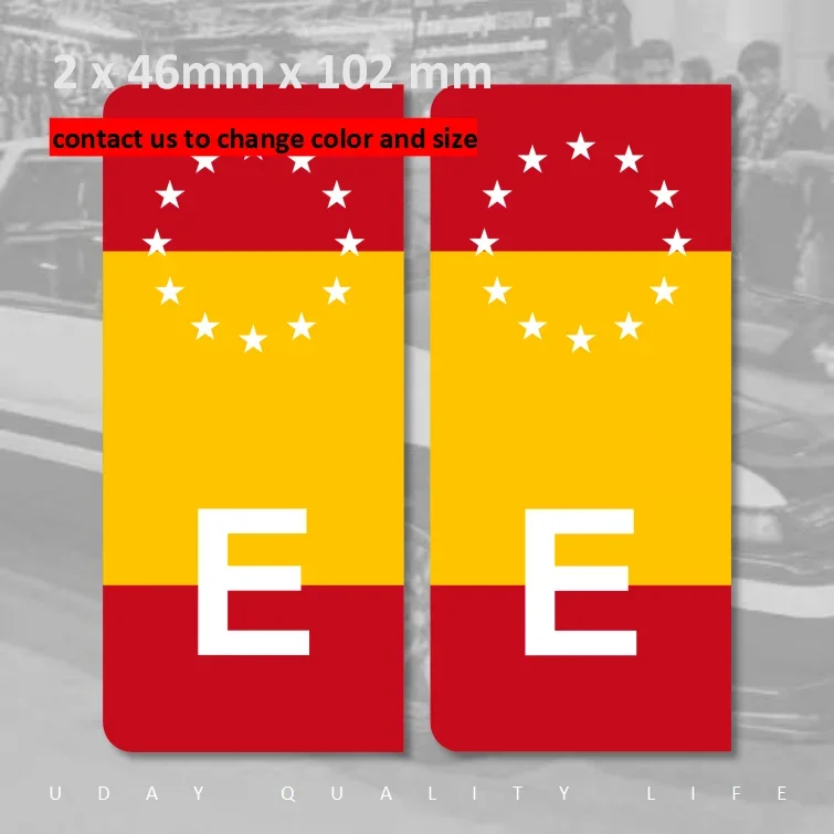 Spain E Car Number Plate EU coat or arms national flag Car Sticker Vinyl Waterproof Weatherproof Windshield Truck Garage 07 Fsst