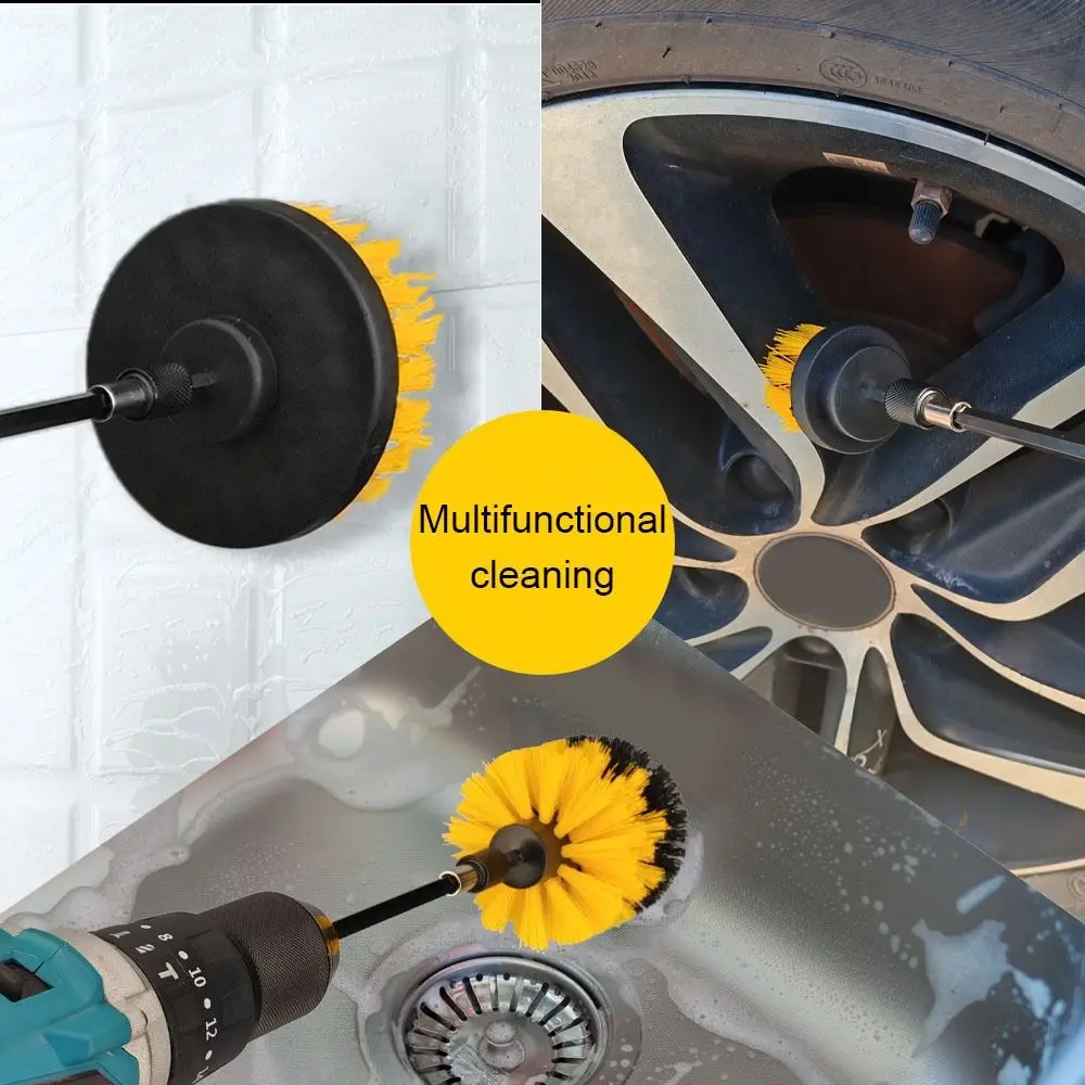 مجموعة فرش الحفر الكهربائية المصنوعة من النايلون، شعيرات صلبة مع قضيب موسع، أداة تنظيف فرشاة الحفر، فرشاة غسيل السيارات الزجاجية #1