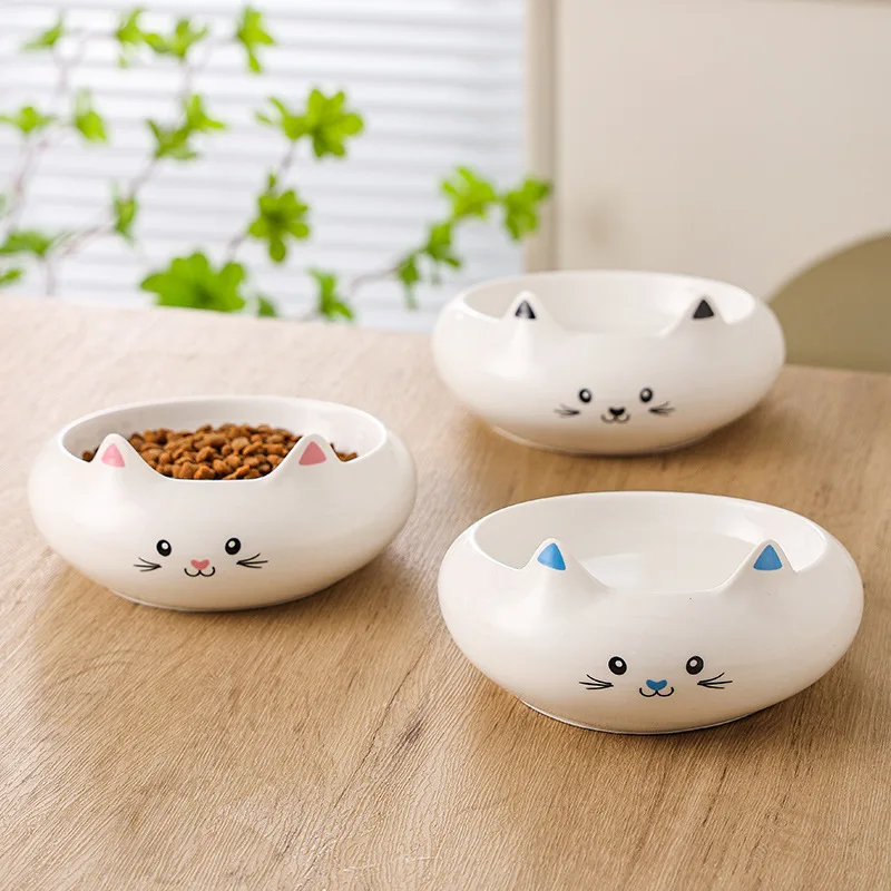 Pet Products Cat Bowl Ceramic Neck Protection High Foot Milk Exhaling Drinking Water Food Basin Dog Bowl Anti Overturnin