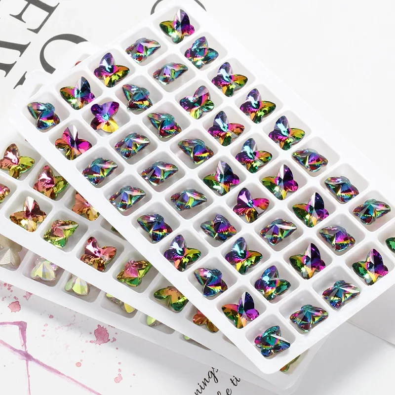 

High Quality Butterfly Crystal Pointed Bottom Shaped Rhinestone Diy Jewelry Nail Accessories High-end Stick Diamond Material