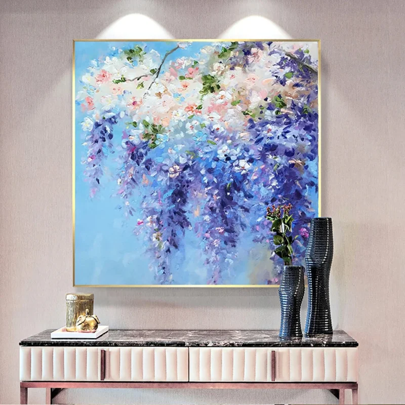 

Flower Wall Art Textured Oil Painting, Hand Painted on Canvas, Abstract Knife Flower Paintings, Living Room Decoration Artwork