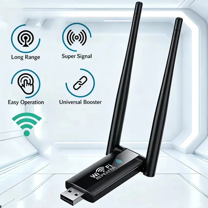 Wireless 2.4G 300Mbps USB WiFi Repeater Extender Signal Amplifier Booster Long Range Router Home Network Extension