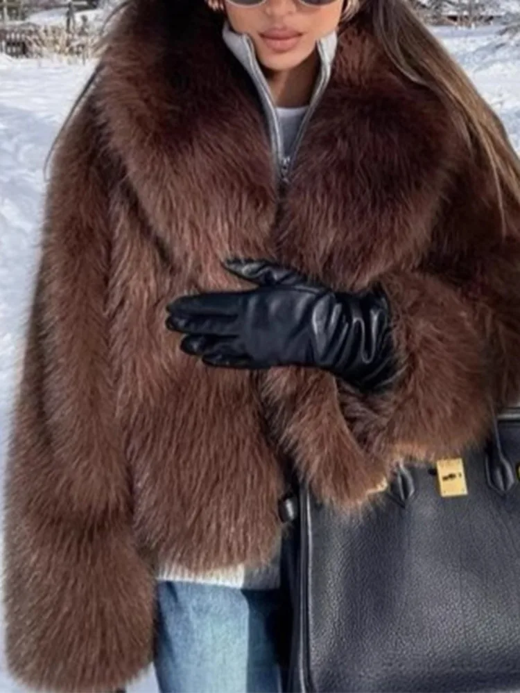 ZMEENNA Chic Faux Fur Coat For Women Warm And Stylish Long Sleeve Winter Outerwear With Lapel Collar And Pockets ZM3907