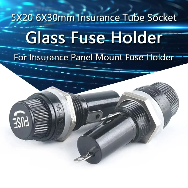 

5pcs/lot 5*20mm 6*30mm Glass Fuse Holders 5x20 6x30 Insurance Tube Socket Fuse Holder For Insurance Panel Mount Fuse Holder