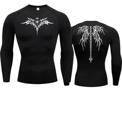Men's Compression Shirt Anime Print Gym Sport Quick Dry Gym TShirts Fitness Athletic Undershirts Elasticity Tops Tee Summer Male