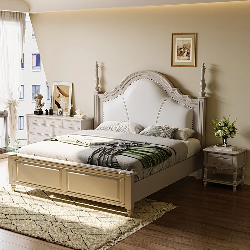 سرير مزدوج خشبي حديث، مسند ظهر فاخر، بسيط كبير للبالغين، غرفة نوم مزدوجة، إطار كوين مزدوج، أثاث منزلي Cama De Casal