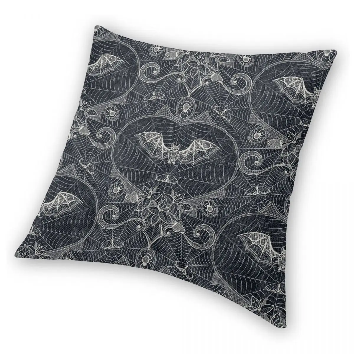 Gotica Halloween Lace Bats federa quadrata nera poliestere lino velluto stampato Zip Decor Home Cushion Case