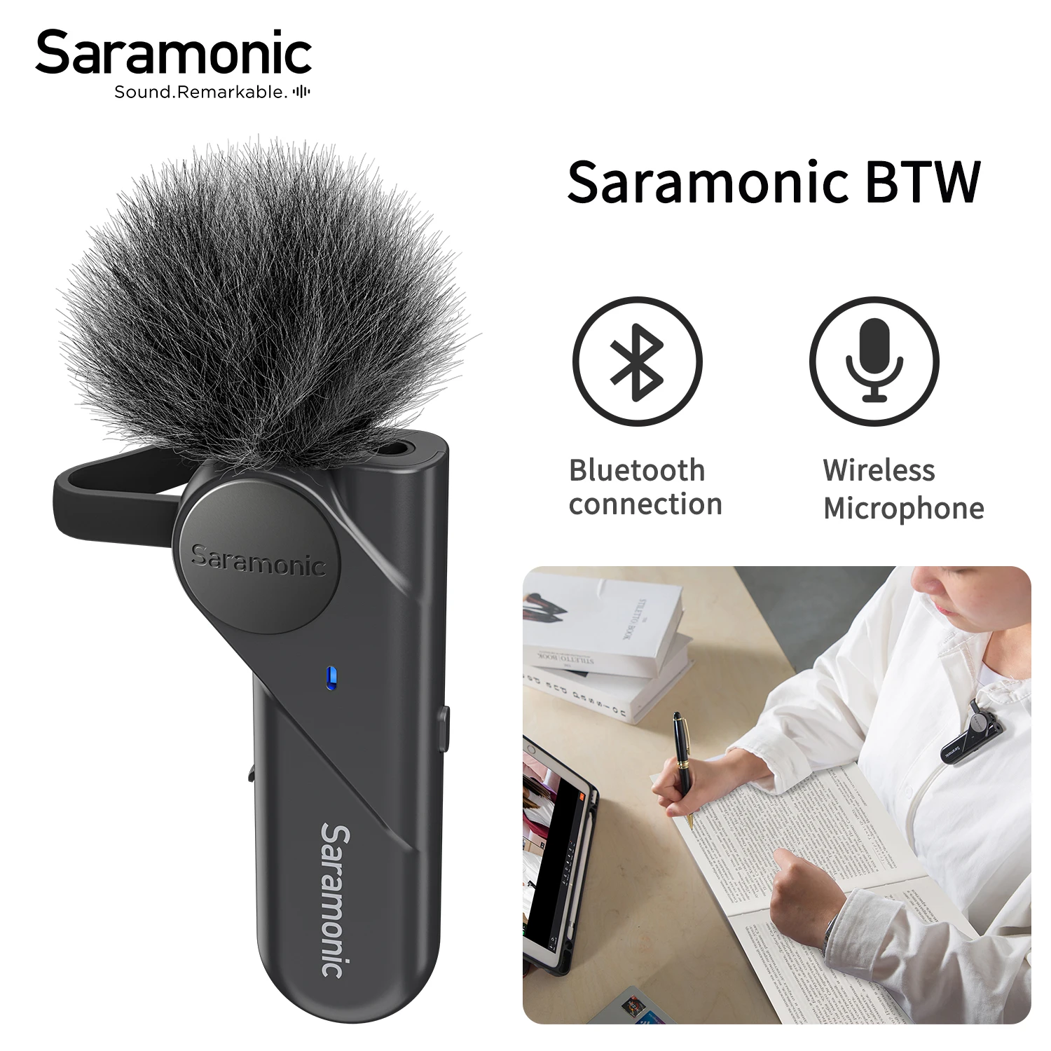 

Saramonic SR-BTW 80m 2.4GHz Bluetooth Wireless Lapel Microphone for PC Mobile Phone Xiaomi iPhone Smartphone Streaming Youtube