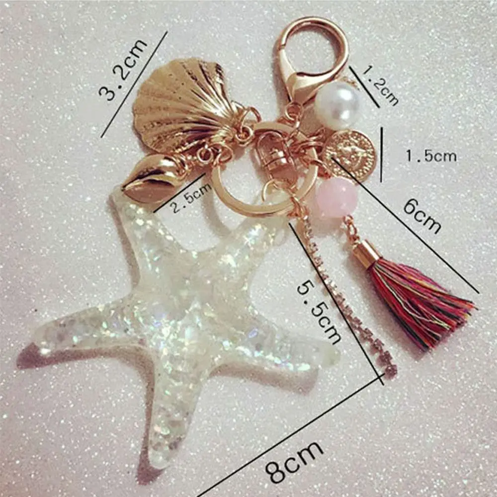 Women Gift Pearl Shell Accessories Pendant Key Chains Starfish Keychain Shell Keychain Key Ring