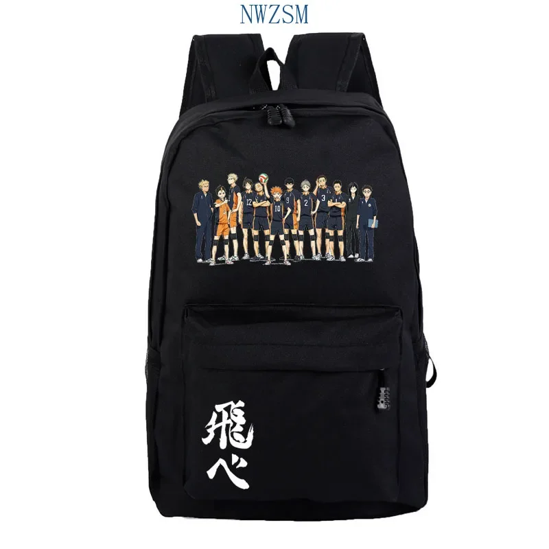 Anime Haikyuu Karasuno Mochila Unisex Nylon Schoolbag, Sacos de Viagem, Bolsa de Ombro Laptop, Estudante, Moda