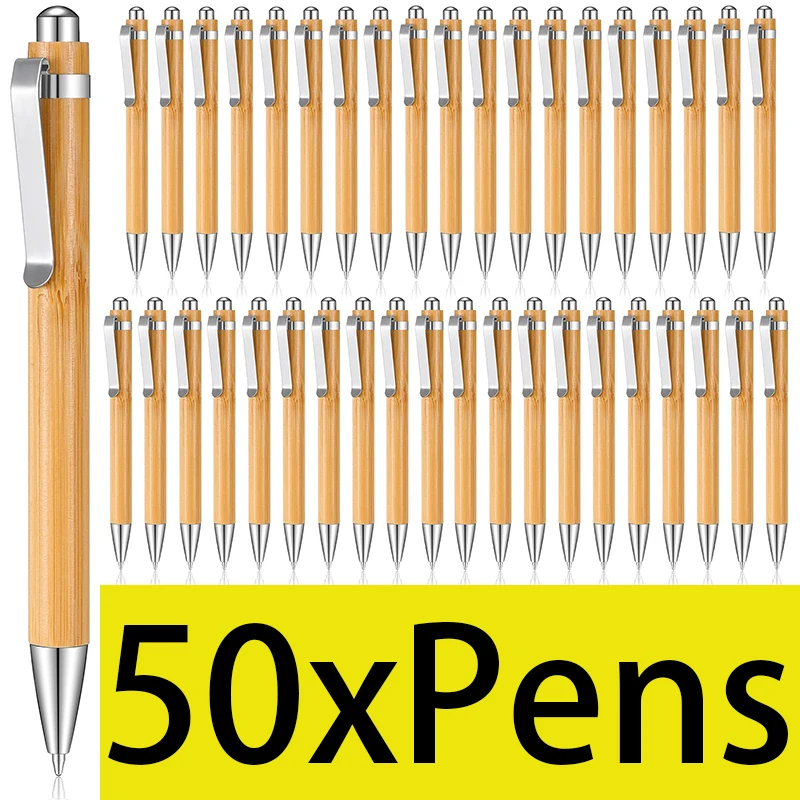 50Pcs Bamboo Pens Eco Friendly Natural Wood Bamboo Pens