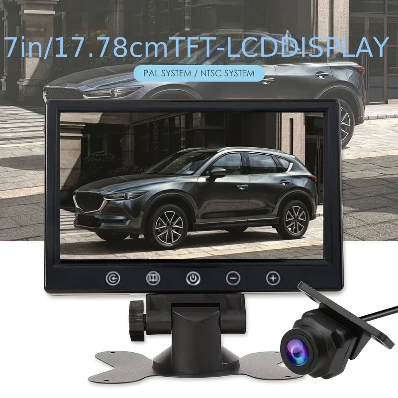 7inch Desktop Monitor with Touch Button & Backup Camera Kit | Rear View Camera Display Screen, Car Backup Rearview Monitor