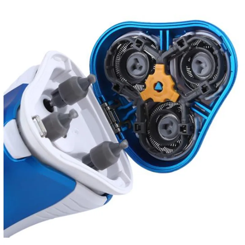 Afeitadora eléctrica lavable para hombre, maquinilla de afeitar de barba giratoria con flotador 3D, recortadora de pelo facial, cortadora de bigote, aseo Masculino