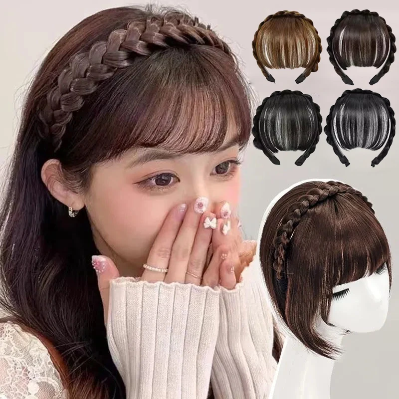 New Fake Hair Headband Wig Bangs Hairband Hair Extension Women Girls Clips In Hair Extension Hair Accessories Hairpiece Clips