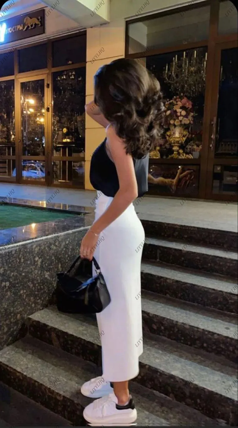 LIYYLHQ Saudi Arabic Evening Dresses Mermaid 2024 Black White One Shoulder Prom Gowns Formal Party Occasion Dress Custom Made