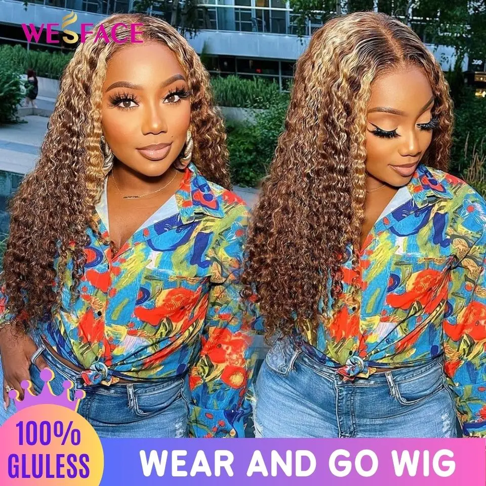 

Highlight Curly Lace Front Human Hair Wig Ombre Honey Blond HD Lace Frontal Wigs Pre Cut Glueless Wig Human Hair Ready To Wear