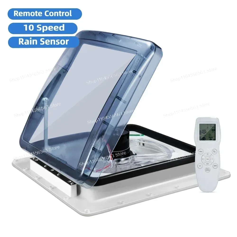 RV Fan Rain Sensor 10/3 Speed Remote Control Caravan RV Roof Skylight Motorhomes Vents 12V Camper Vehicle Electric RV Vents Fan