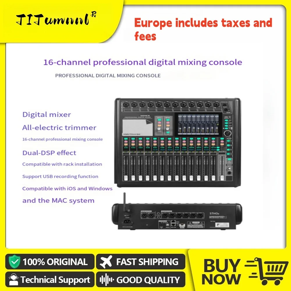 Mezclador TITumnnI Digital 16 canales Wifi Bluetooth Dual Dsp montaje en rack mezclador De Audio consola mezcladora Digital Software sistema De sonido