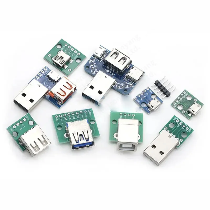 1PCS USB Male Connector / MINI MICRO to DIP Adapter Female 2.54 B Type-C USB2.0 3.0 PCB