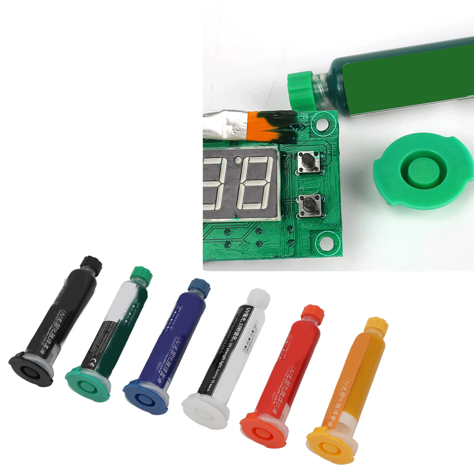 

UV Curing Solder Mask Ink, 6Pcs Solder Mask Ink UV Light Curing Solder Mask Ink Resistance Oil for BGA PCB Circuit Board