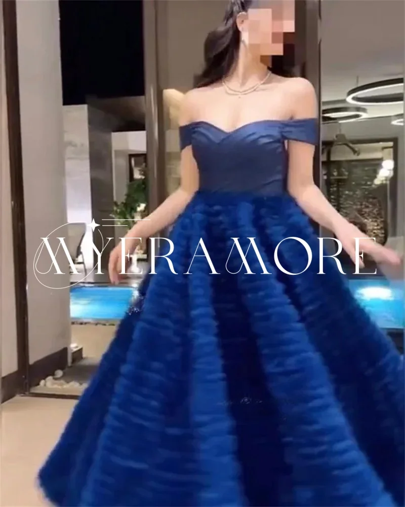 

Элегантные вечерние платья из тюля для женщин с открытыми плечами и складками, платья для выпускного вечера по индивидуальному заказу فساتين سهرة