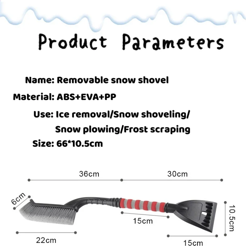 Universal Car Cleaning Tools Snow Shovel Sweeping Cleaning Brush Detachable Auto Windshield Ice Scraper With Foam Handle 2 In 1