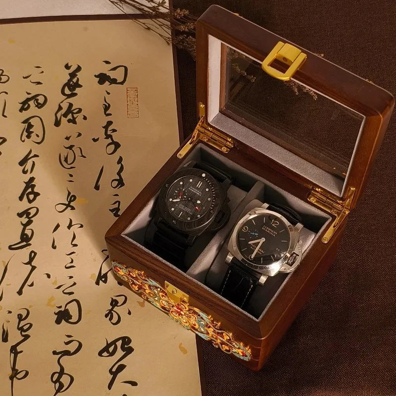 Luxury Handmade Walnut Wood Watch Box - 2-Watch Display & Storage Case