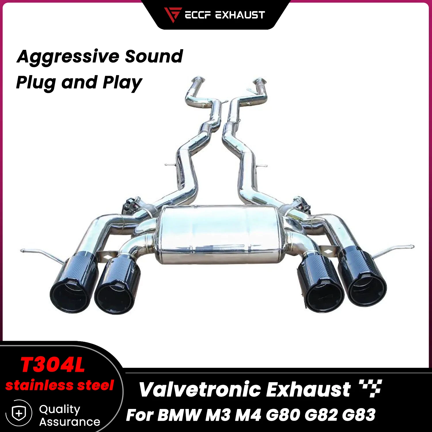 

Sporty Valvetronic Stainless Steel Catback Exhaust For BMW M3 M4 G80 G82 G83 Performance Upgrade Easy Installation