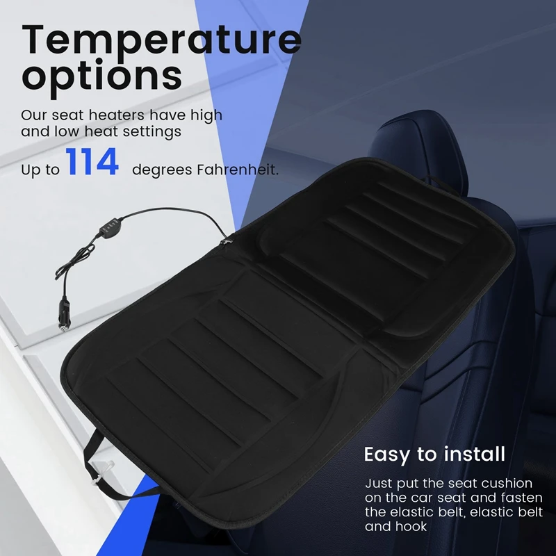 Heated Car Seat Cushion - Auto Seat Cover Warmer Auto Headed With Lumbar Support -Ice Cold Winter Weather Protector Heater Tempe