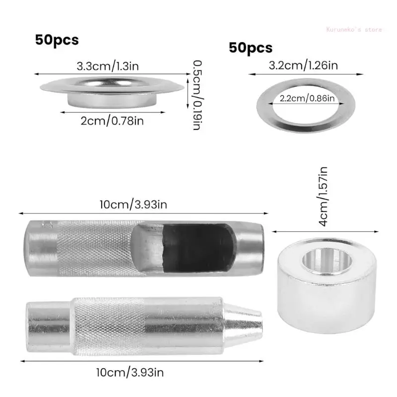 50 juegos kits herramientas para ojales, ojales 20 mm con herramienta ajuste y caja almacenamiento