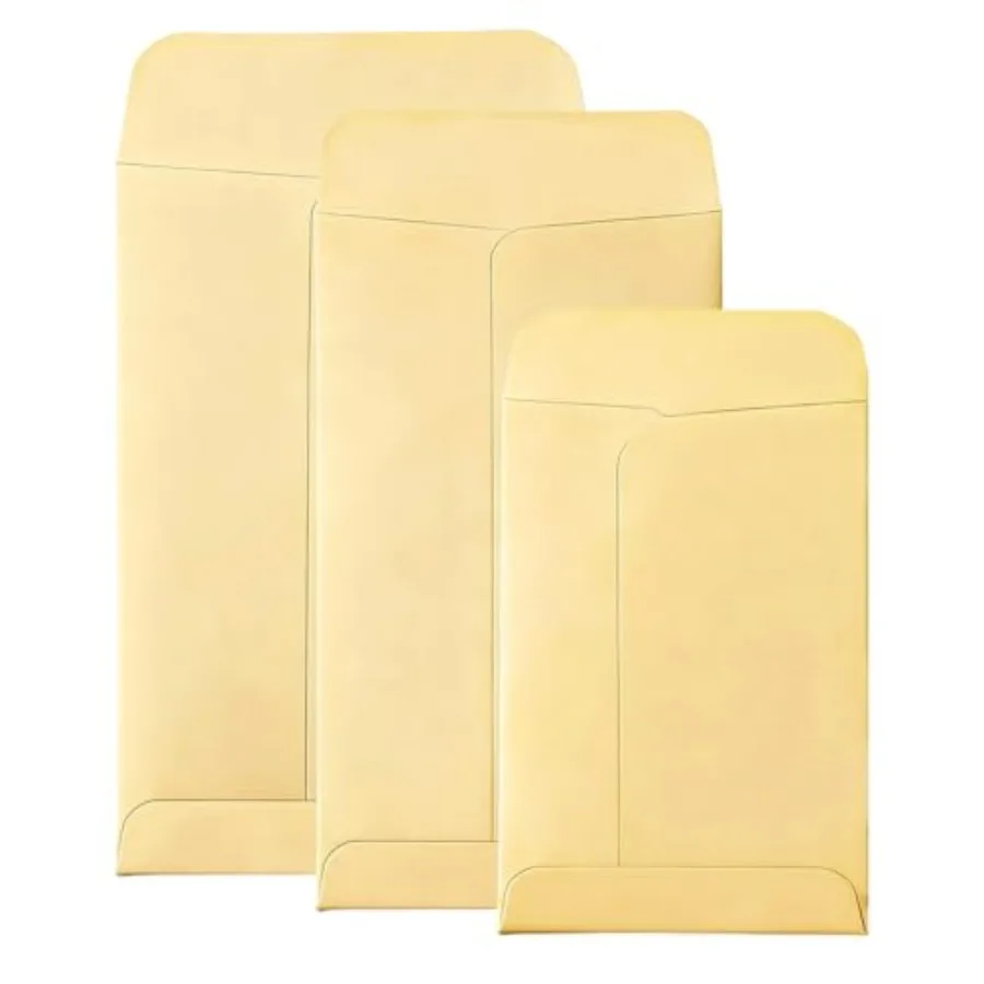 

Coin envelopes for garden, office or wedding gift: assorted 3 sizes, self-adhesive kraft paper, brown, eco-friendly seed paper