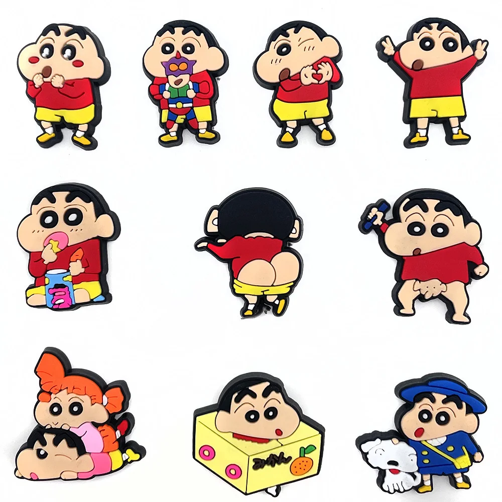 10/21/31 Uds. Kawaii Anime Crayon Shin-Chan dibujos animados Cosplay sandalias hebilla accesorios zapatillas decoración hebilla regalos para niñas