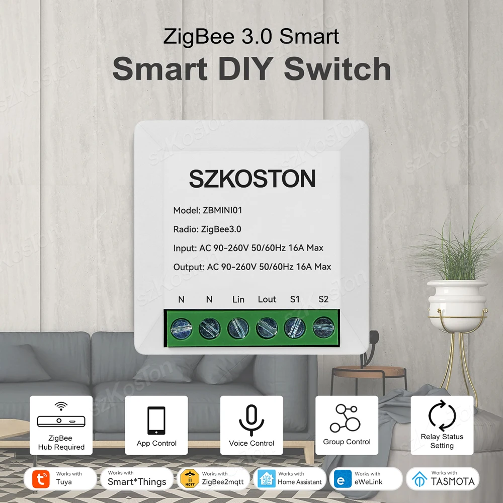 Open Source ZigBee Smart Switch Module Smart Home Automation for ZigBee Gateway Hub DIY Breaker Relay for Zigbee2MQTT Tasmota HA