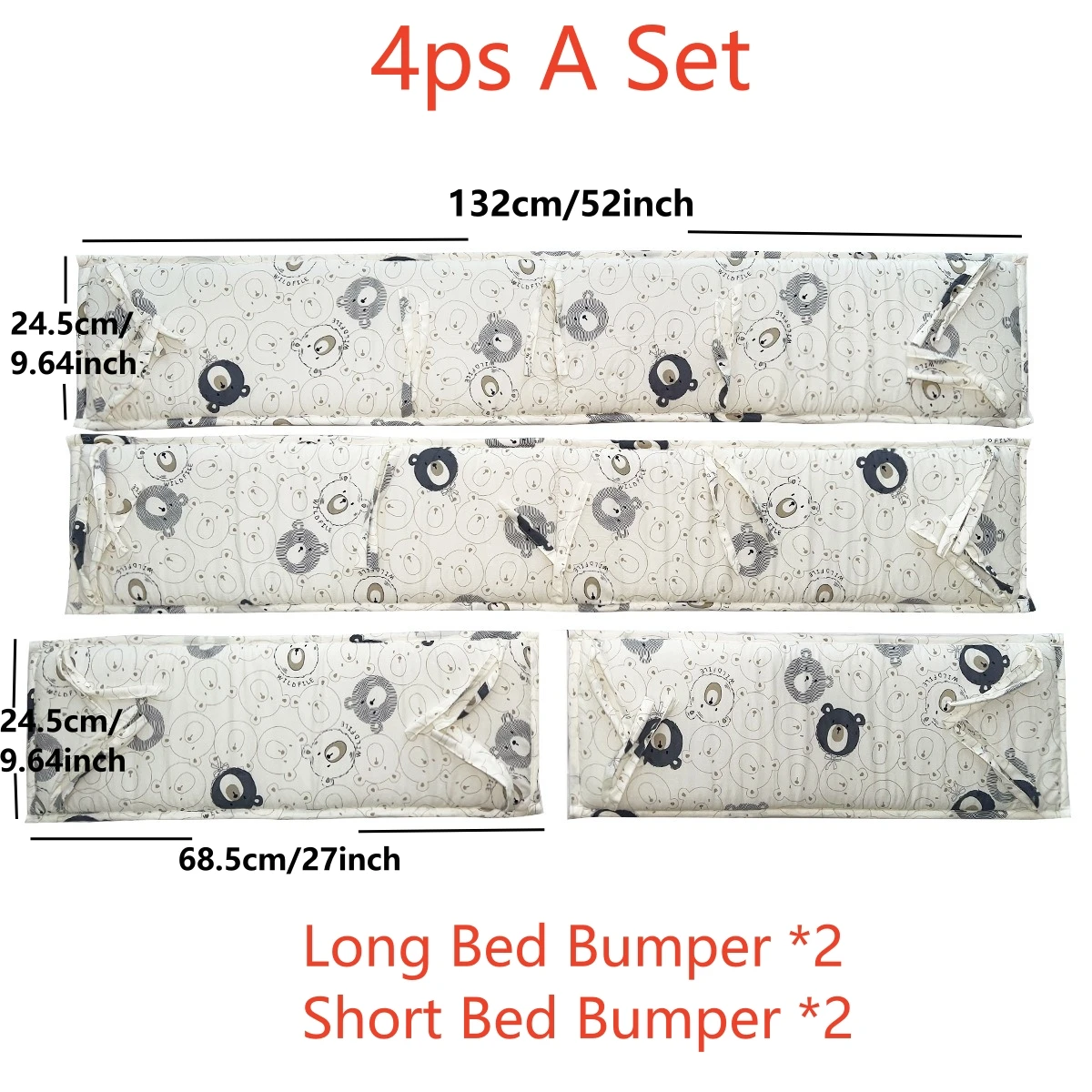 Baby Four-piece Bed Soft Bag Baby Bed Fence Anti-collision Barrier Children Splicing Bed Fence Thickened