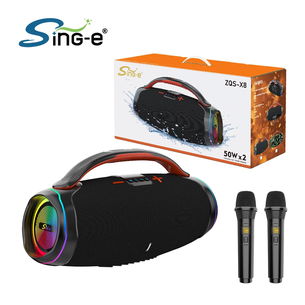 

ZQS-X8 100W Wireless Portable Bluetooth Speaker Portable Power Portable Waterproof RGB/BT/TWS/FM/USB/TF/AUX Subwoofer Outdoor