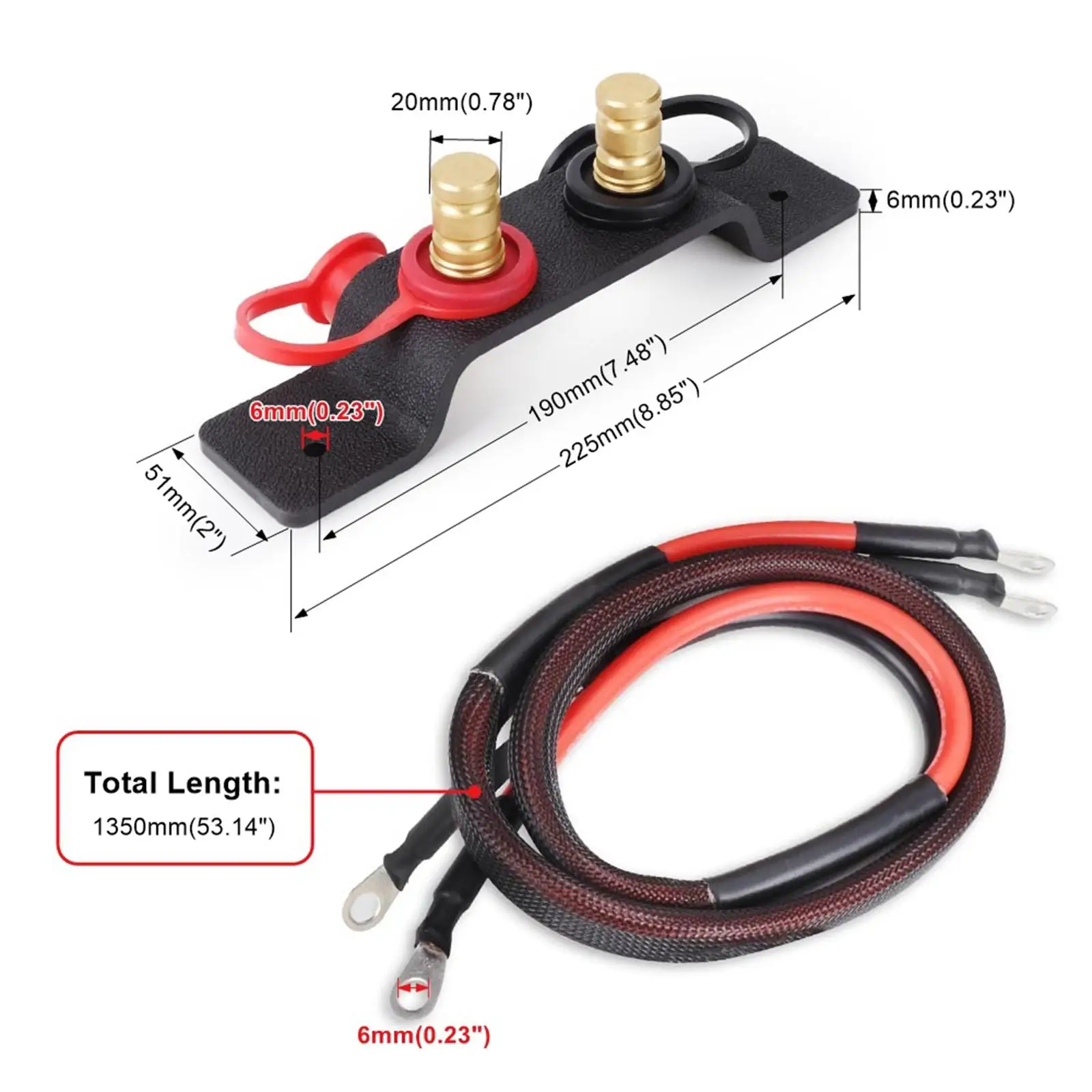 Heavy Duty Remote Battery Jump Post Starter with 1.2m 4 Gauge Copper Wire for UTV ATV Trucks Tractors Boats Diesel Engines
