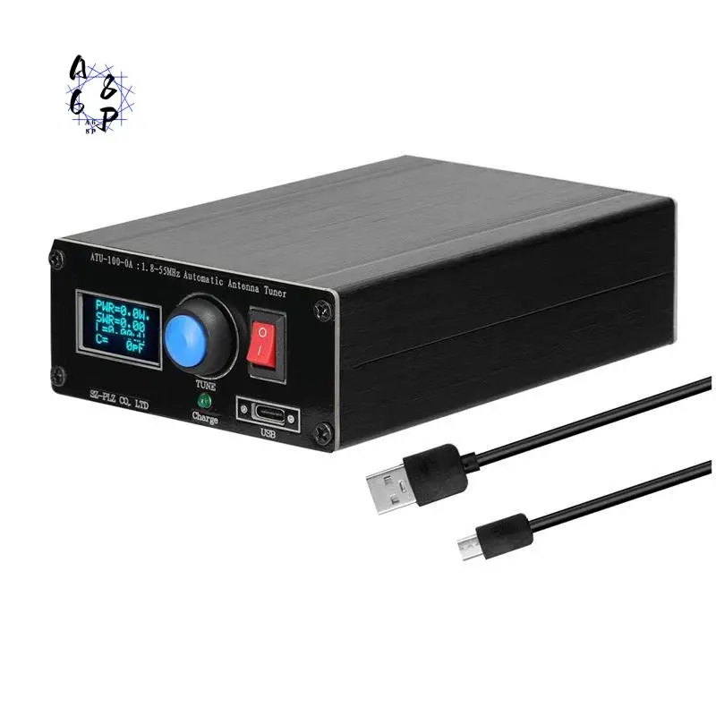A68P-ATU-100-0A 1.8-55Mhz Mini Automatic Antenna Tuner 0.91Inch OLED Display Aluminum Alloy Outcase With 1500Mah Battery New