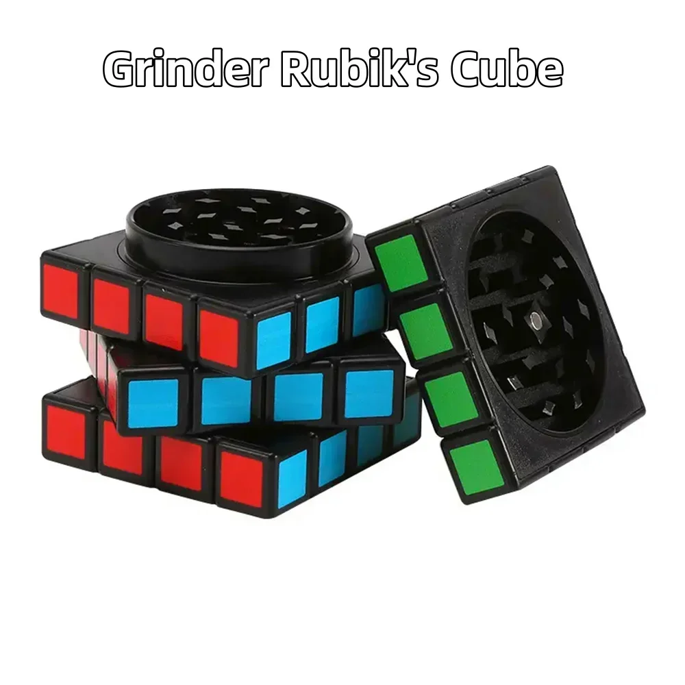 

1PCS Magical Cube Magnet Shape Herb Grinder for Smoke Zinc Alloy Color Cube Four-layer Square Tobacco Smoking Accesoires