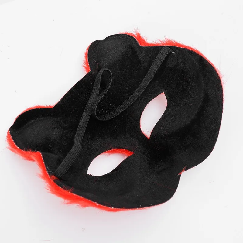 Máscaras de zorro peludo para hombres y mujeres, máscara de Ojos de media cara, utilería de Cosplay, Halloween, Navidad, fiesta de carnaval, accesorios de máscara de Cosplay de animales