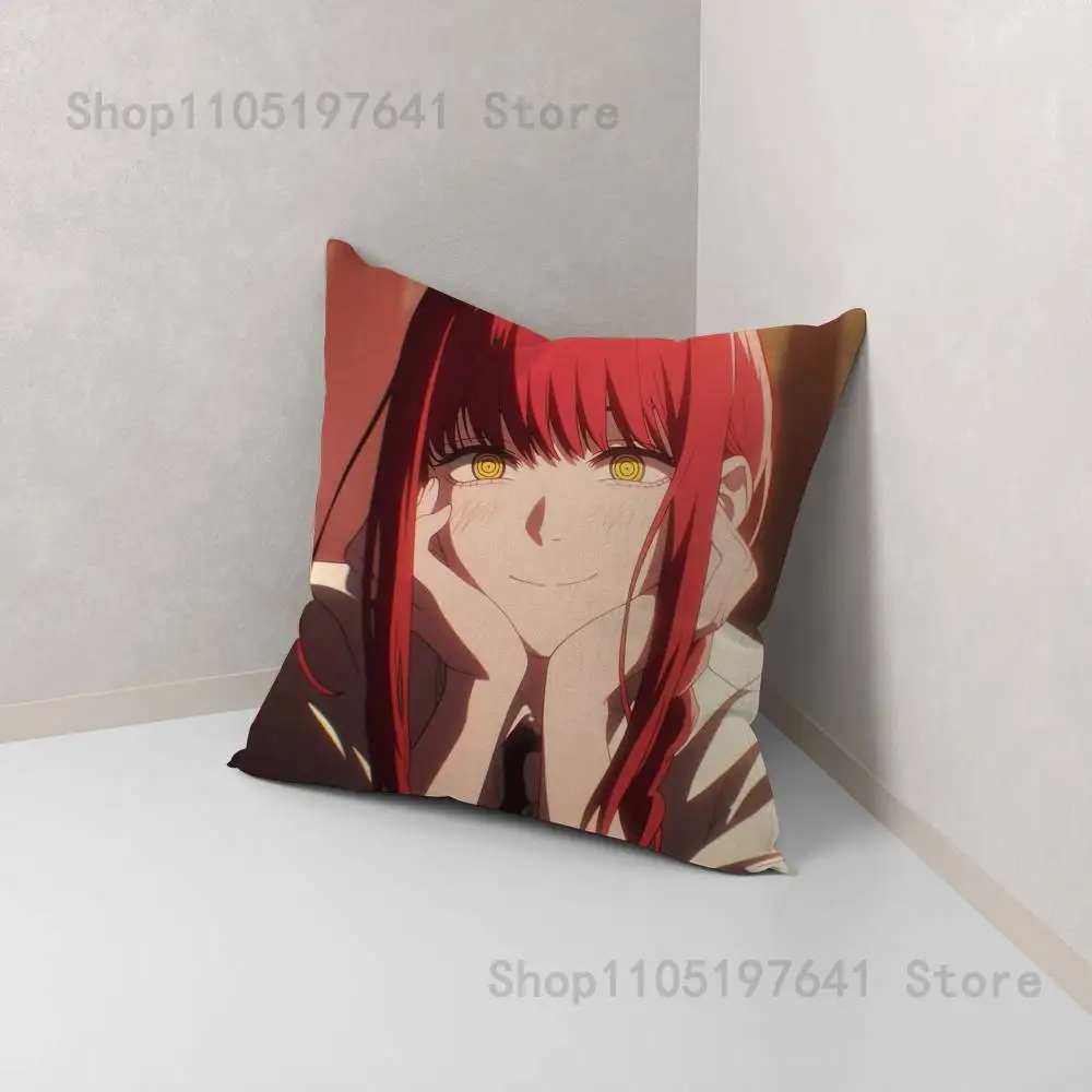Anime M-Makima Pillow Case For Sofa Decor Car Office Room Printing Cushion Cover Decorations and Protector