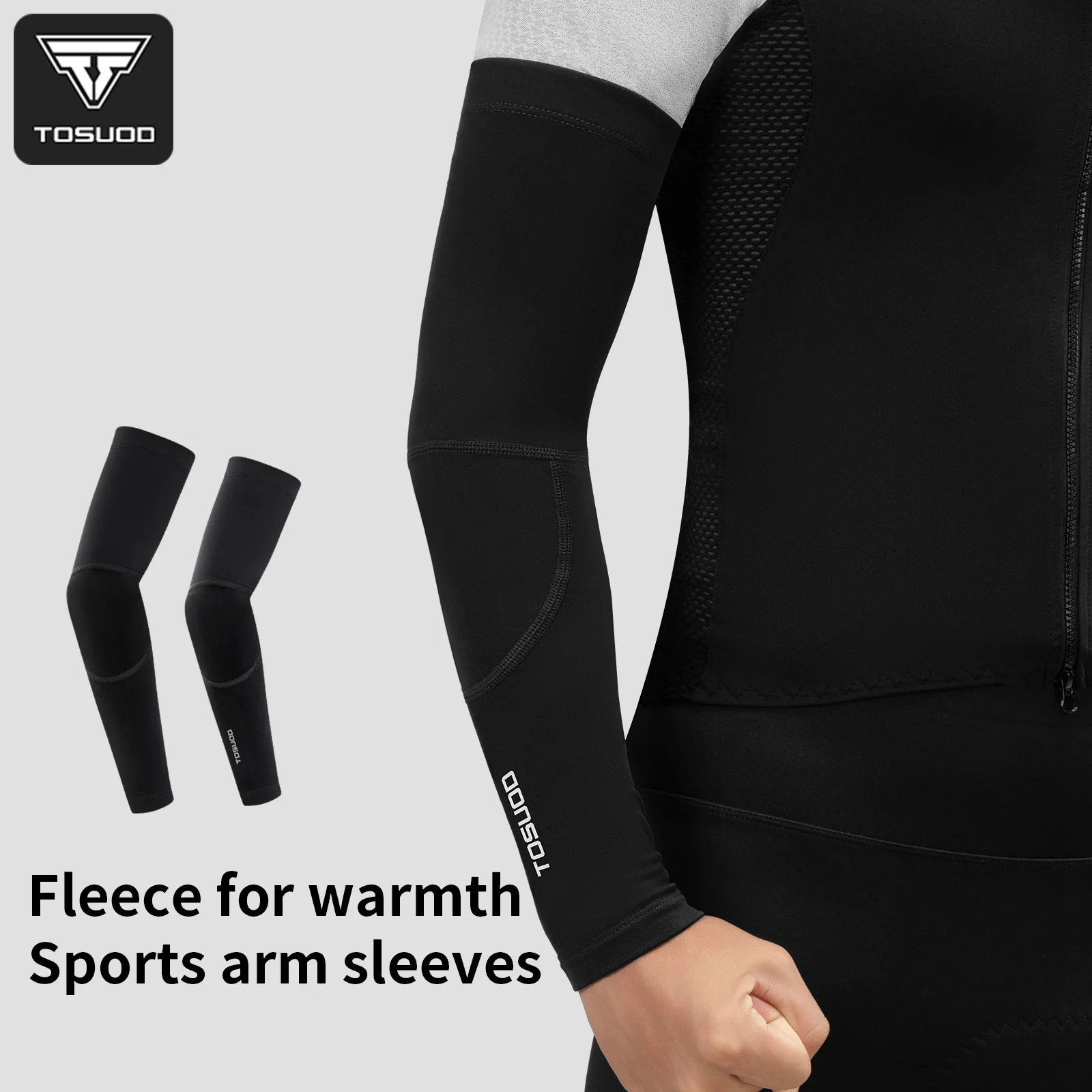 

TOSUOD Warm-Keeping Sleeve Covers With Non-Slip Silicone Strips Cold-proof Warm Fleece-Lined Arm Protection Reflective Logo