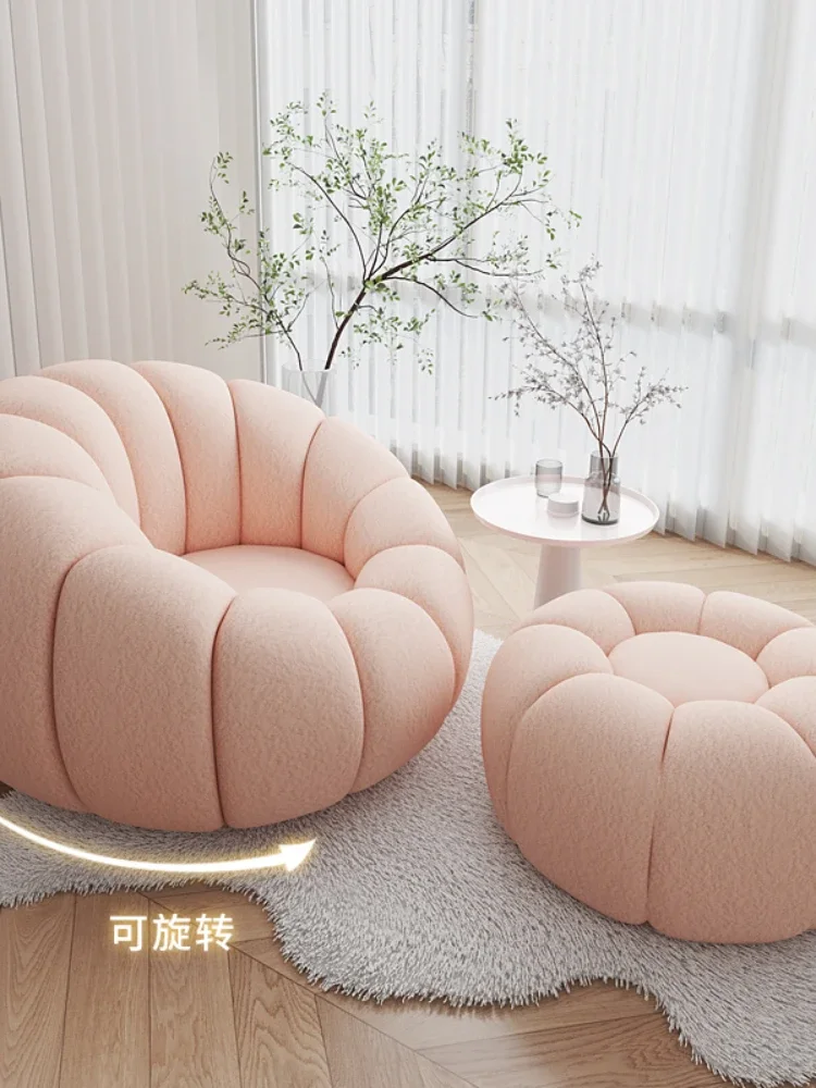 Lazy sofa, balcony, rotating leisure chair, single or double person, pumpkin chair, lamb wool reclining, internet famous stool